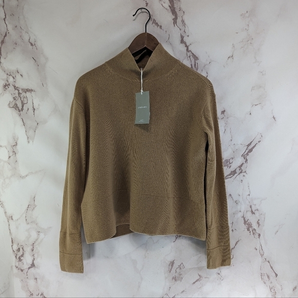 Everlane Sweater Women XS Brown Cashmere Square Turtleneck Camel Tawny T… - Picture 2 of 12